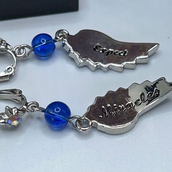 KIRKS FOLLY MIRACLES CRYSTAL ANGEL WING EARRINGS - Picture 3 of 5